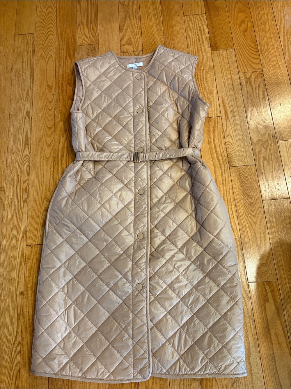Ann Taylor Quilted long vest in Taupe Beige